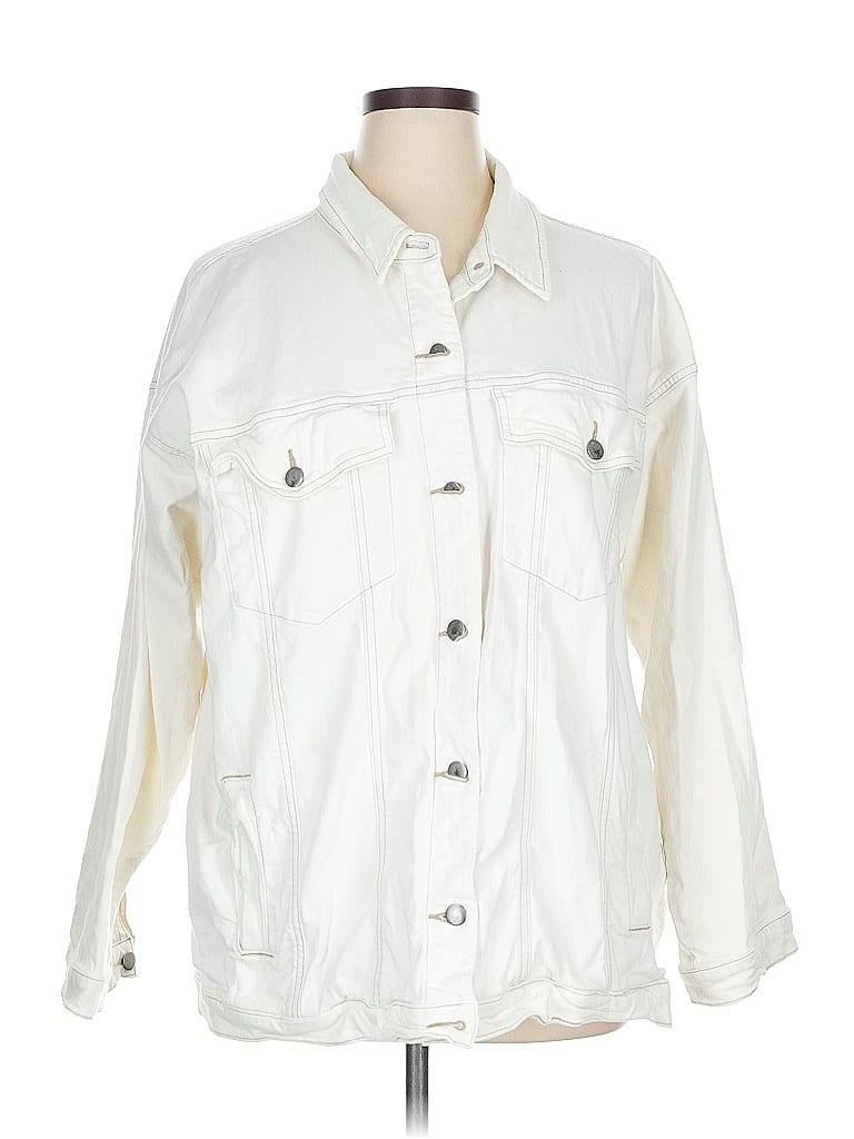 EILEEN FISHER Womens Ivory Motorcycle Jacket