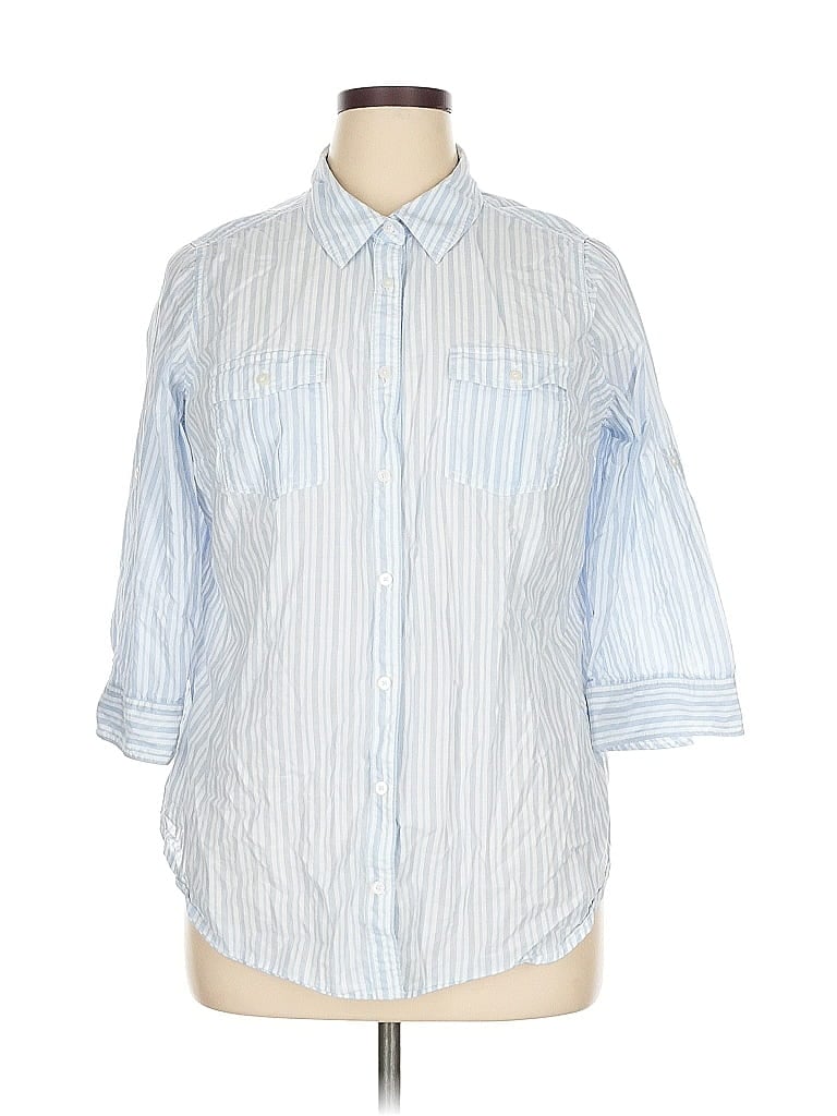 Click to view more detailed imagery on our partner's website Pre-owned St. John's Bay 3/4 Sleeve Button Down Shirt In Blue