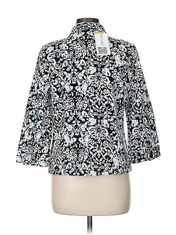 Christopher & Banks Black Floral 3/4 Sleeve Jacket (view 2)