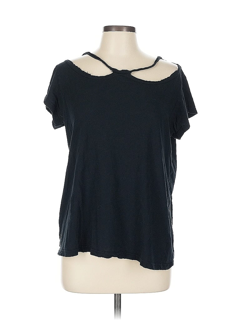 LNA 100% Cotton Black Short Sleeve Top Size L - photo 1