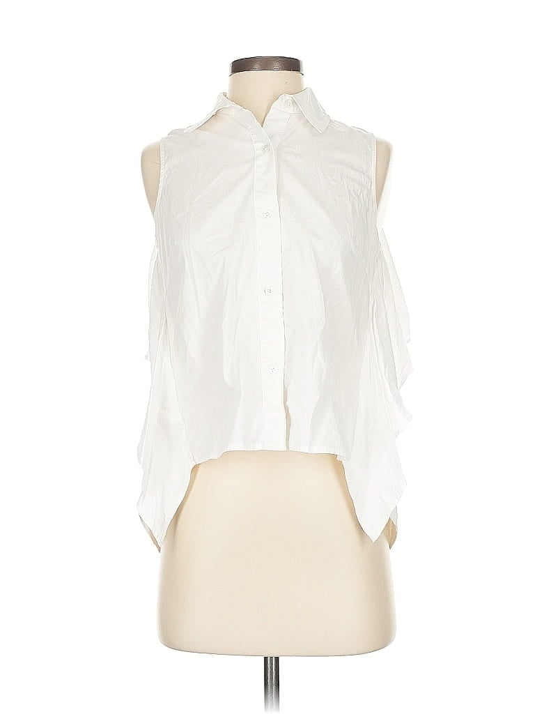 Pre-owned Peter Som Collective Sleeveless Button Down Shirt In White