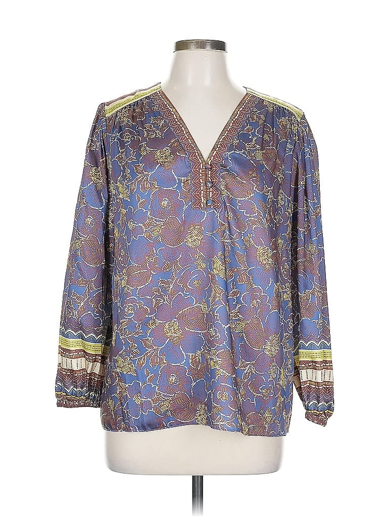 Pre-owned Current Air Long Sleeve Blouse In Purple