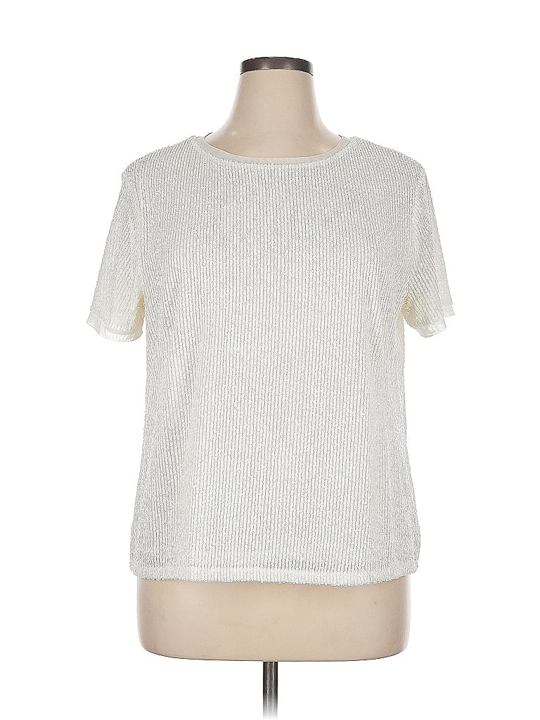 Click to view more detailed imagery on our partner's website Pre-owned Anne Klein Short Sleeve Top White Crew Neck Tops