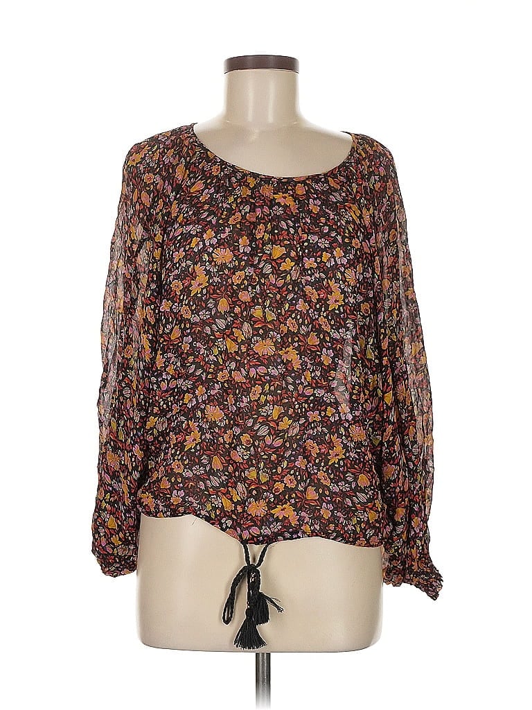 Pre-owned By Anthropologie 3/4 Sleeve Blouse In Brown