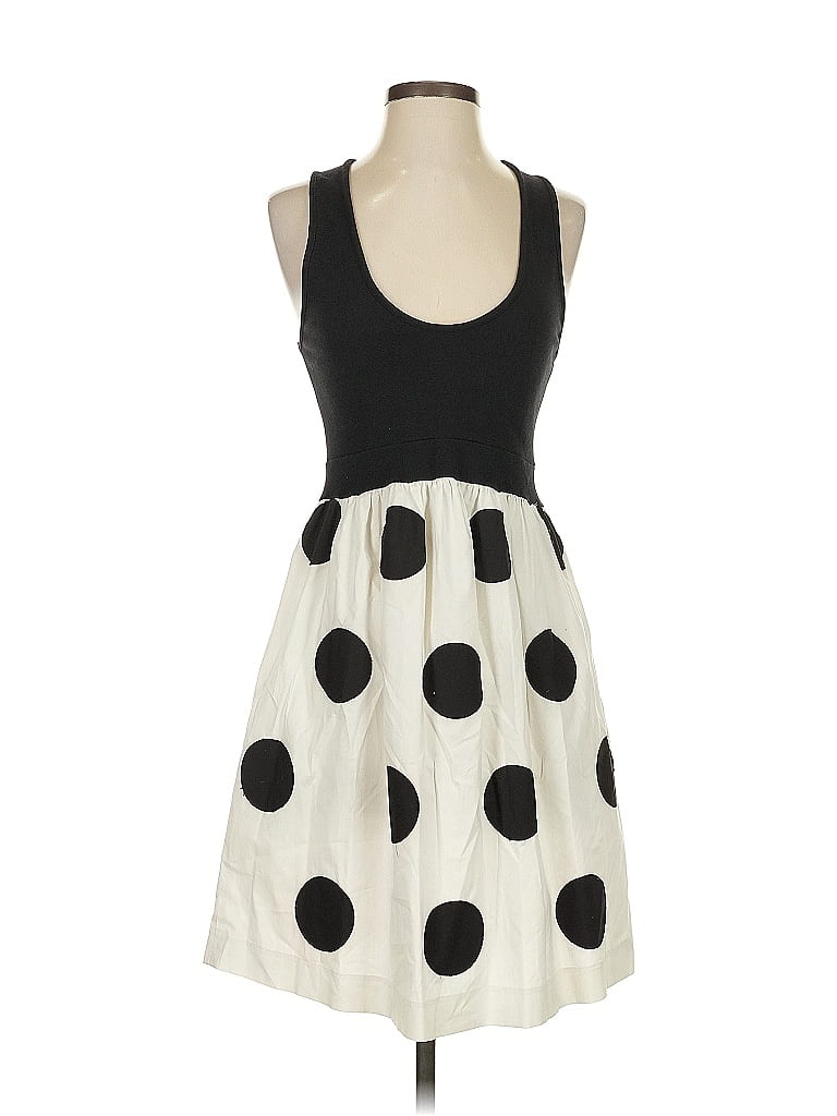 Robe Cocktail Alice + Olivia - Soie 100% - Noir & Ivoire - Taille XS - Sans Manches - Occasion Très Bon état