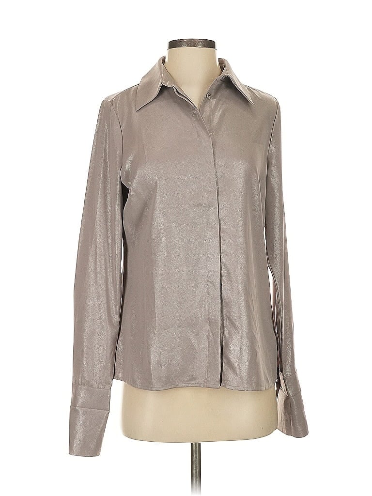 Pre-owned Boston Proper Long Sleeve Blouse In Gray