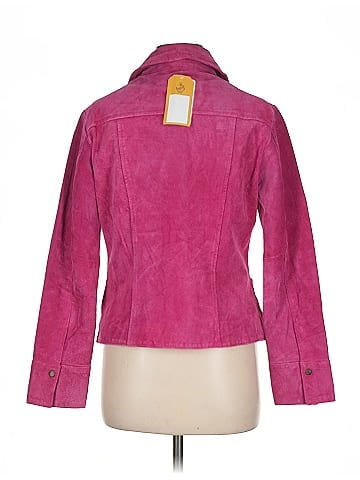Christopher & Banks Bold Pink Fitted Suede  Button Jacket (view 2)