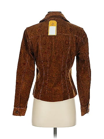 Christopher & Banks Brown Corduroy Jacket with Pattern (view 2)
