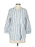Apiece Apart 100% Cotton Stripes Blue 3/4 Sleeve Button-Down Shirt Size 10 - photo 1