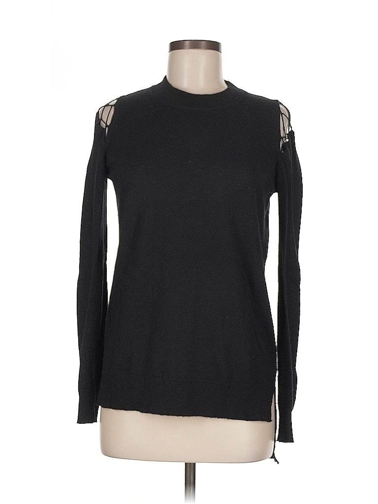 Pre-owned Feel The Piece Long Sleeve Top Black Keyhole Neckline Tops