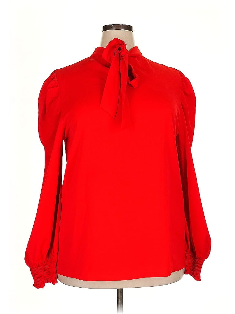 Pre-owned Unbranded 3/4 Sleeve Blouse In Red