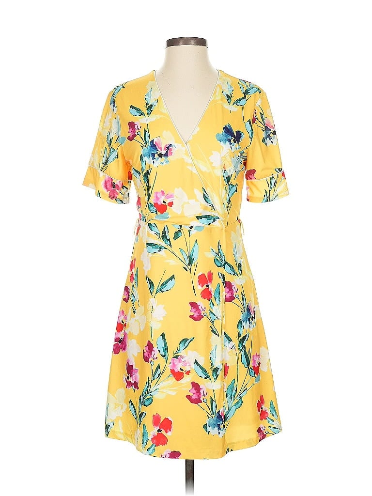 Alexia Admor 100% Polyester Floral Yellow Casual Dress Size 4 - photo 1