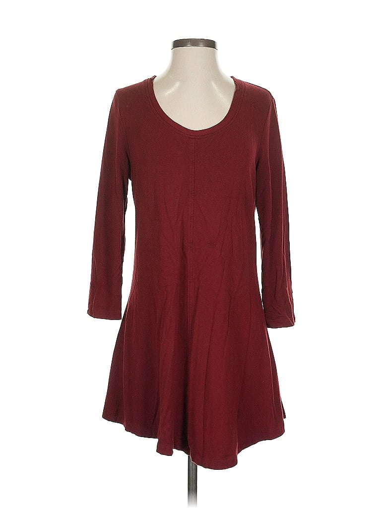 Pre-owned Flax 3/4 Sleeve T-shirt In Burgundy