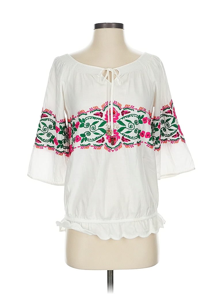 Pre-owned Juicy Couture 3/4 Sleeve Blouse In White