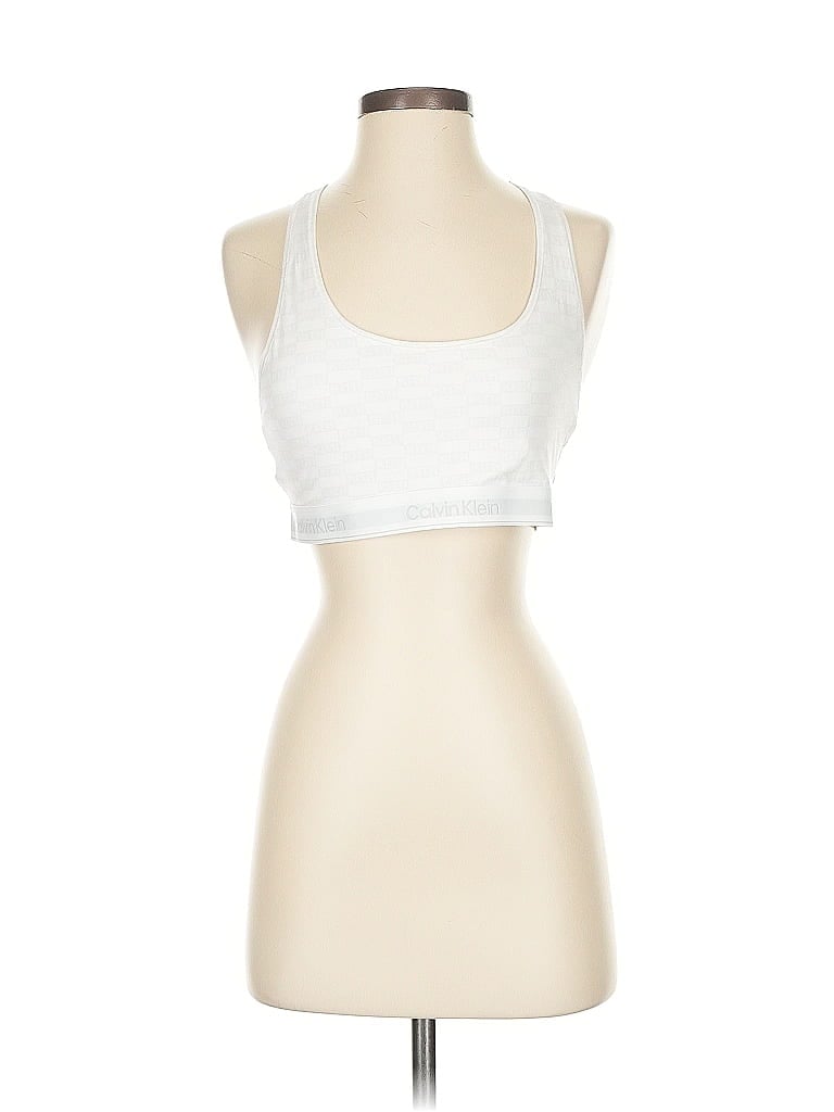 Pre-owned Calvin Klein Tank Top Ivory Halter Neckline Tops In White