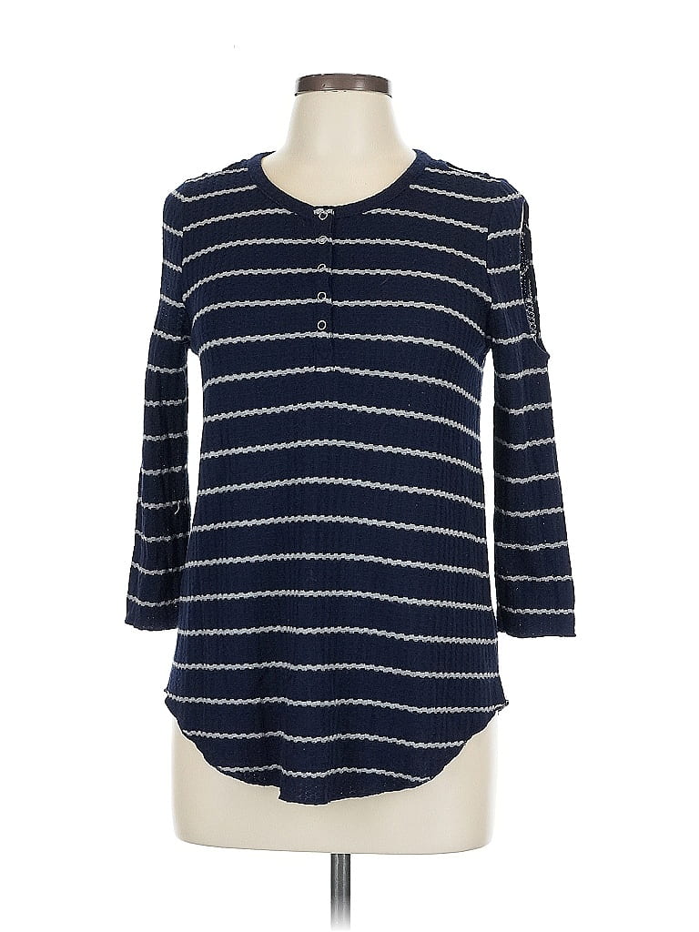 Pre-owned Chaser Long Sleeve Henley Shirt In Blue