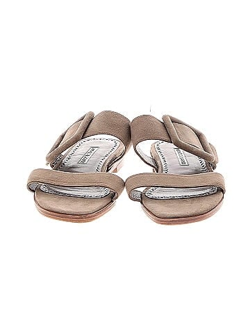 Manolo Blahnik Suede Slide Sandals (view 2)