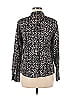 Ecru Animal Print Black Blue Long Sleeve Silk Top Size M - photo 2