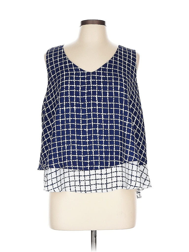 Pre-owned Liz Claiborne Career Sleeveless Blouse In Blue