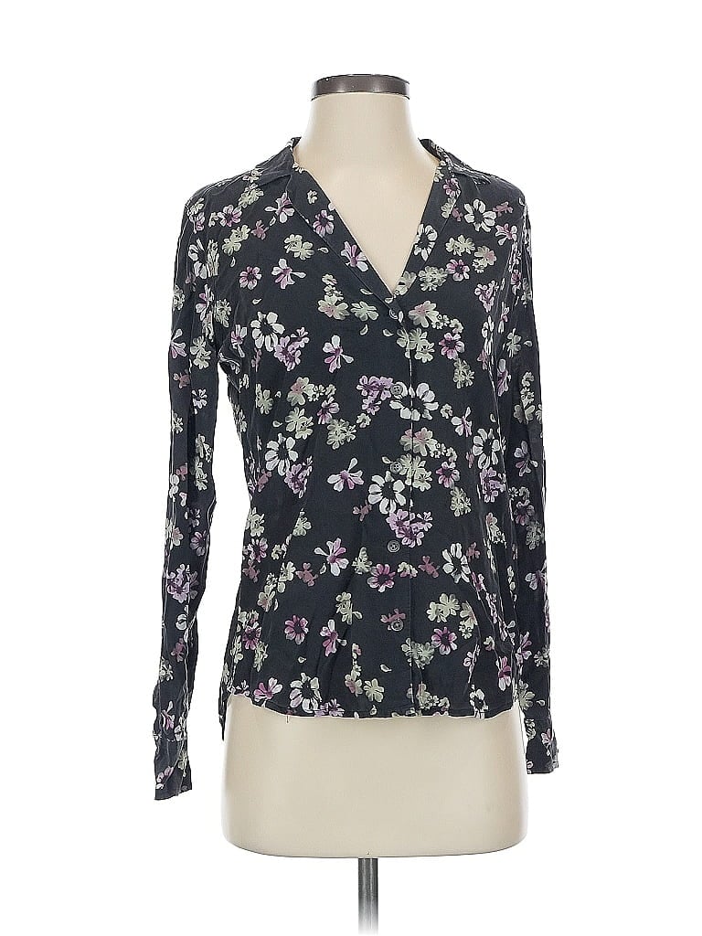 Pre-owned Equipment Long Sleeve Blouse In Black