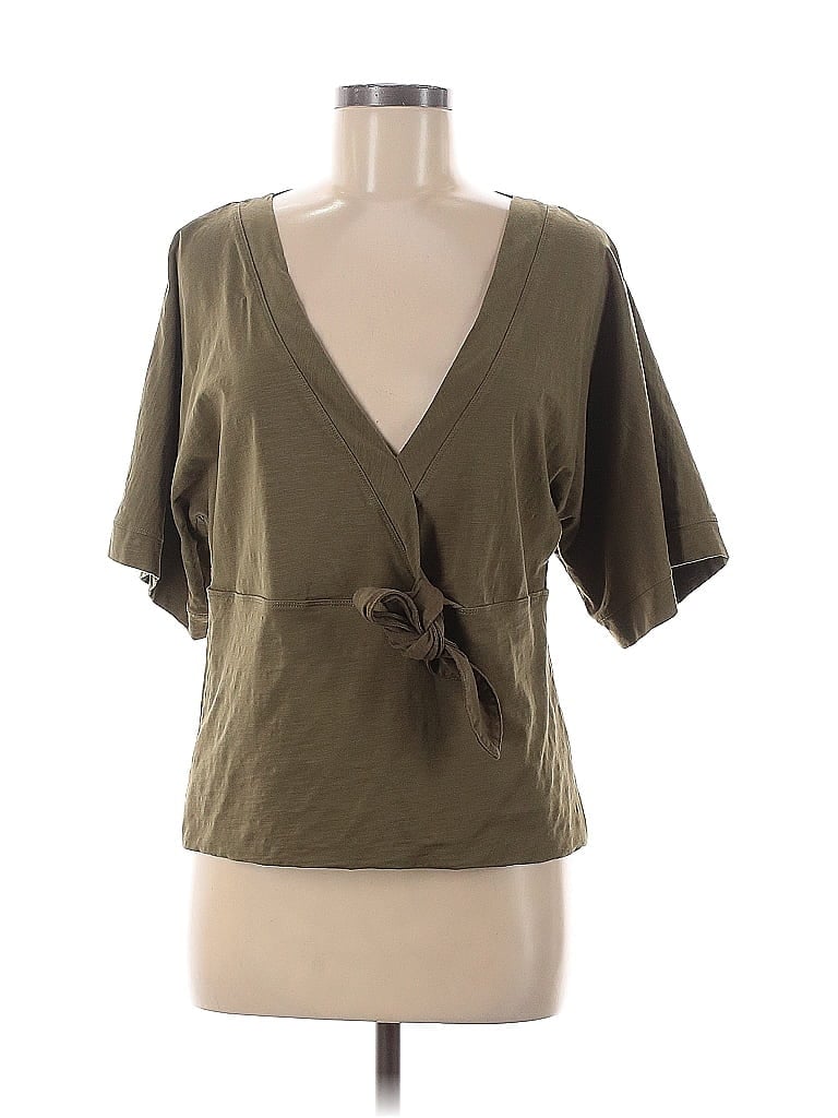 Pre-owned Velvet Heart Short Sleeve Top Green V Neck Tops