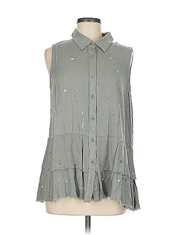 Mystree Sleeveless Button-Down Shirt (view 1)