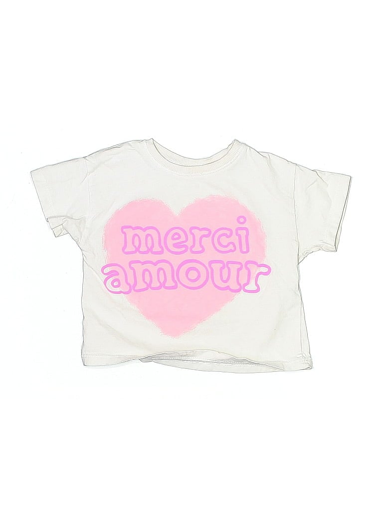 Zara Baby 100% Cotton Ivory Short Sleeve T-Shirt Size 9-12 mo - photo 1