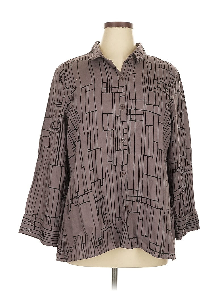Habitat Gray 3/4 Sleeve Button-Down Shirt Size XL - photo 1