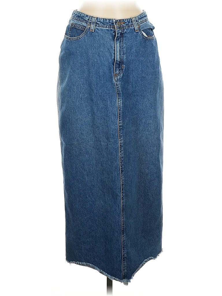 Liz Claiborne Denim Midi Skirt Womens 6p Petite A-line Flare Cowgirl
