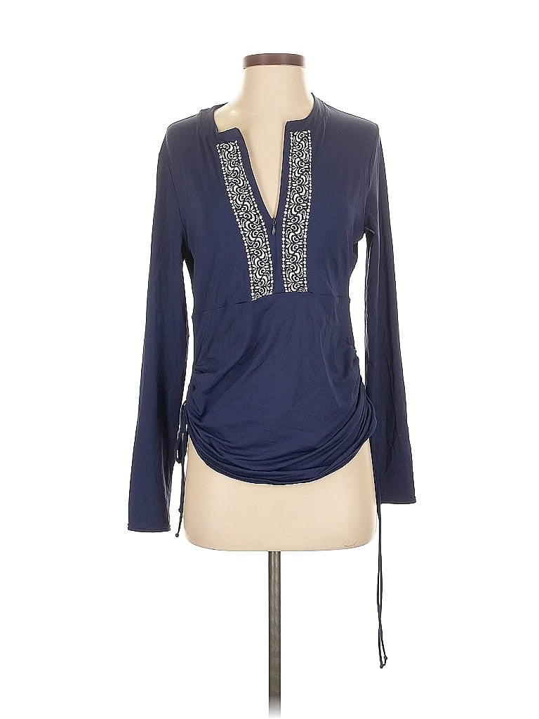 Pre-owned Lands' End Long Sleeve Blouse In Blue
