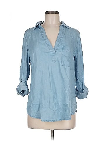 Soho JEANS NEW YORK & COMPANY 3/4 Sleeve Button-Down Shirt (view 1)
