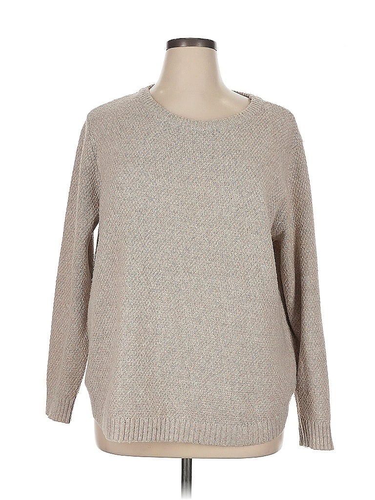 Pink Clover 100% Polyester Metallic Tan Pullover Sweater Size 1X - photo 1