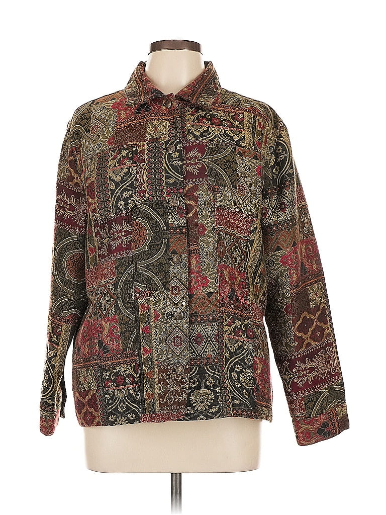 Veste Kimono Chico's 100% Soie Réversible Rouge/Noir Fleurie - Taille 2 (12/14)