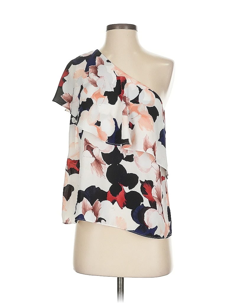 Pre-owned 1.state Short Sleeve Blouse In White