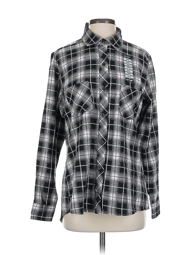 Hot Topic Plaid Black Long Sleeve Button-Down Shirt Size S - photo 1