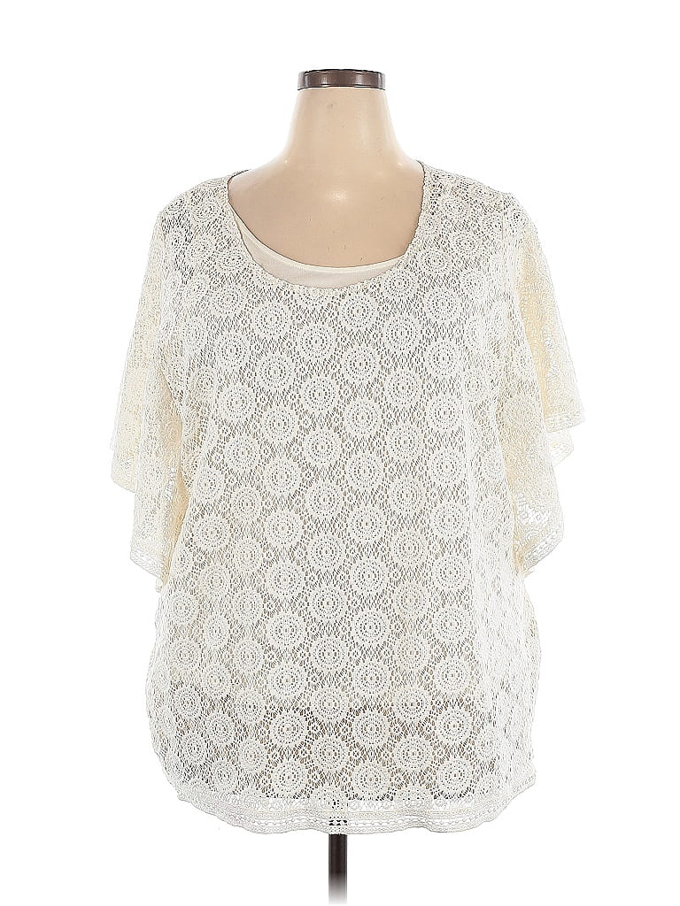 JM Collection 100% Polyester Ivory Short Sleeve Blouse Size 3X - photo 1