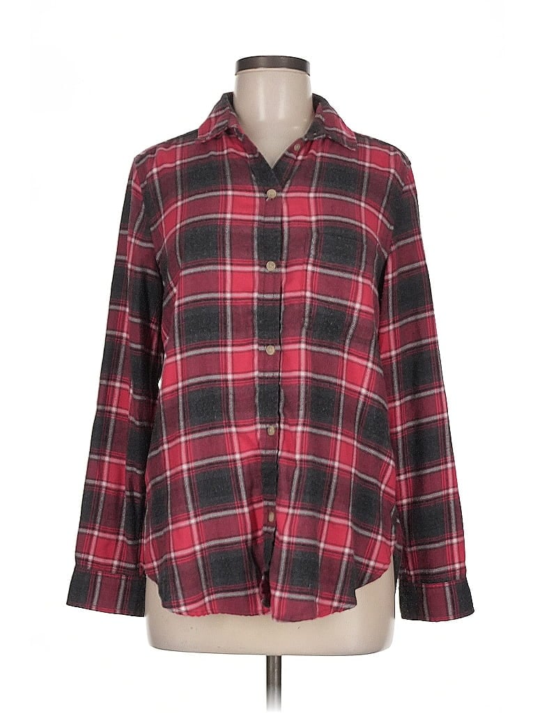 Pre-owned American Eagle Outfitters Long Sleeve Button Down Shirt In Burgundy