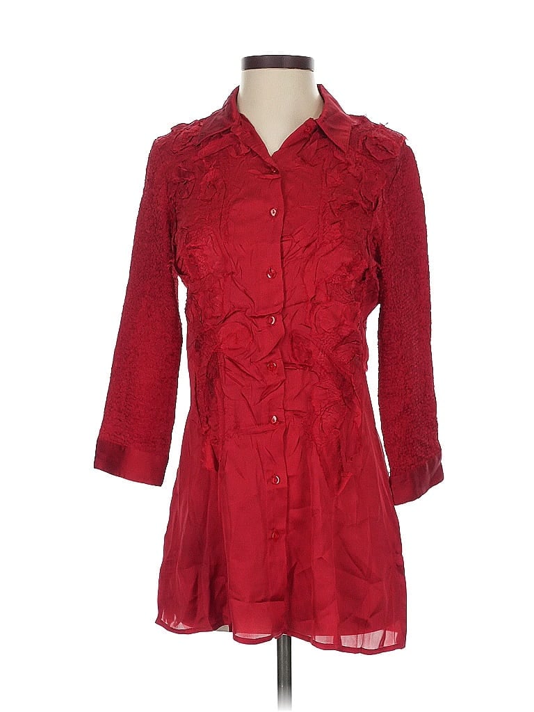 Pre-owned Chico's 3/4 Sleeve Blouse In Red