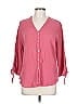 Foxcroft 100% Cotton Pink Red 3/4 Sleeve Blouse Size L - photo 1