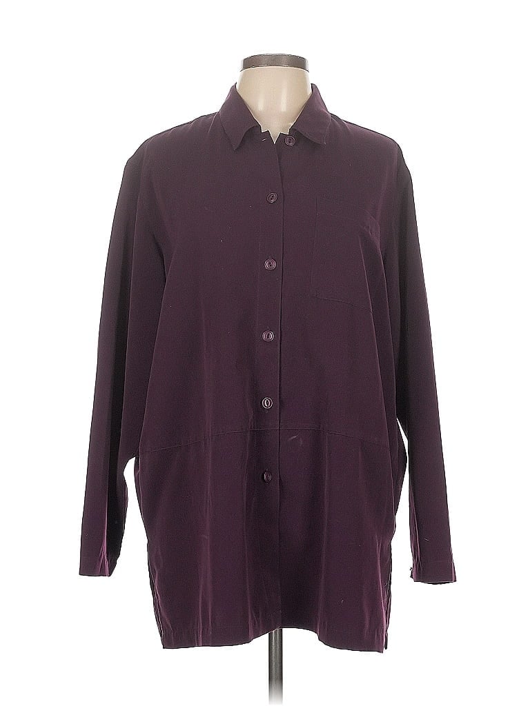 Pre-owned Travelsmith Long Sleeve Blouse In Burgundy