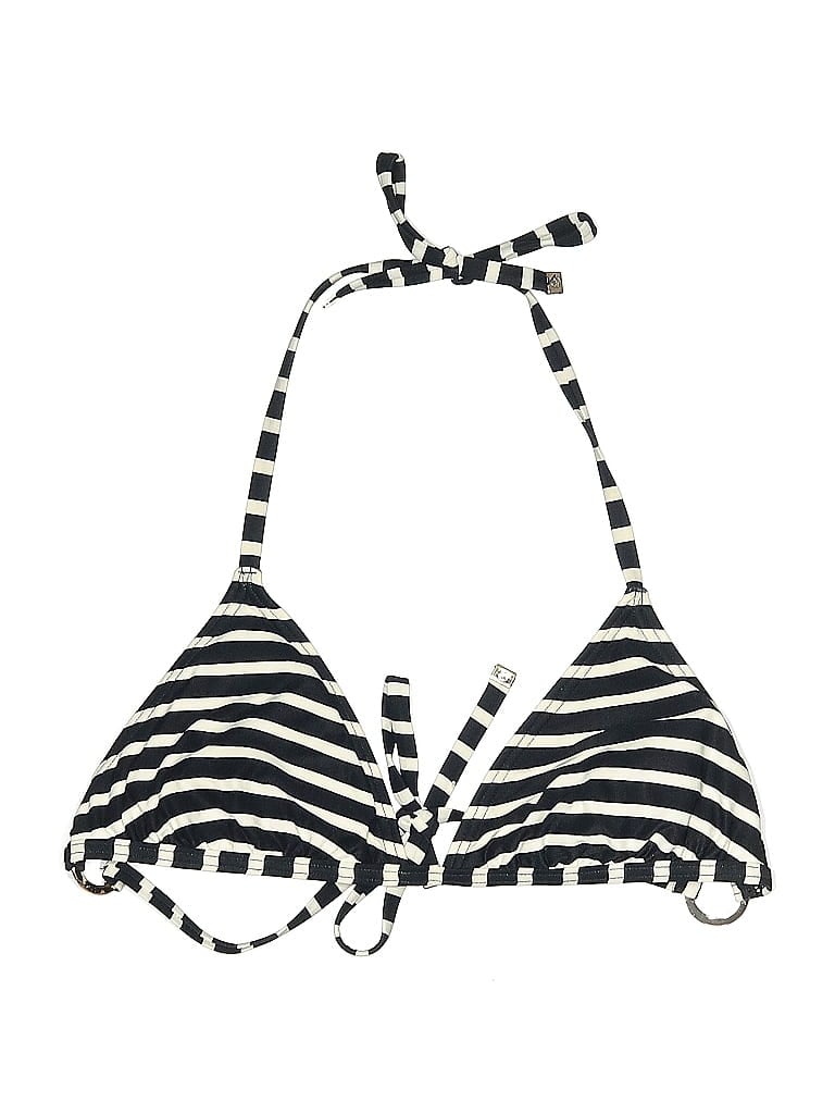 Pre-owned Michael Michael Kors Swimsuit Top Black Stripes Pattern Swimwear