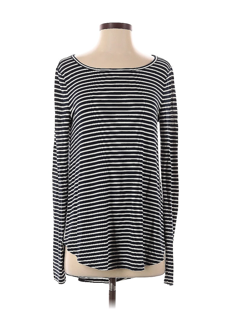 Calypso St. Barth 100% Viscose Stripes Black Long Sleeve T-Shirt Size S - photo 1