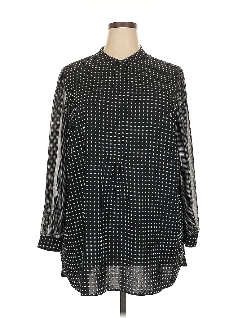Anne Klein Houndstooth Black 3/4 Sleeve Blouse Size 3X - photo 1