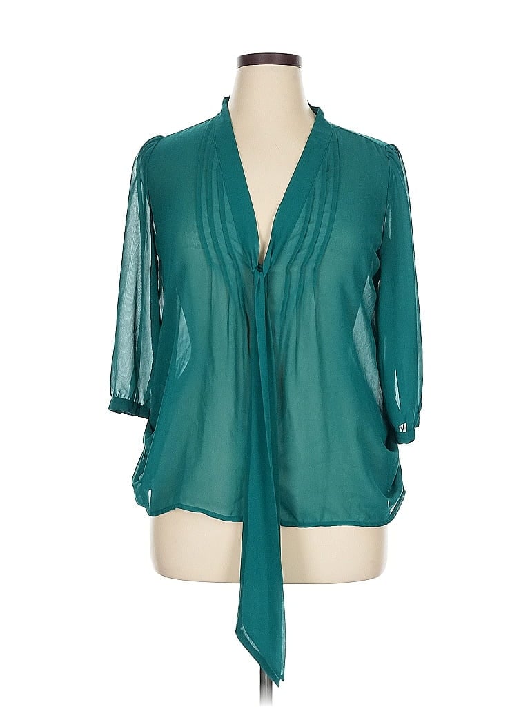 Pre-owned Decree 3/4 Sleeve Blouse In Blue