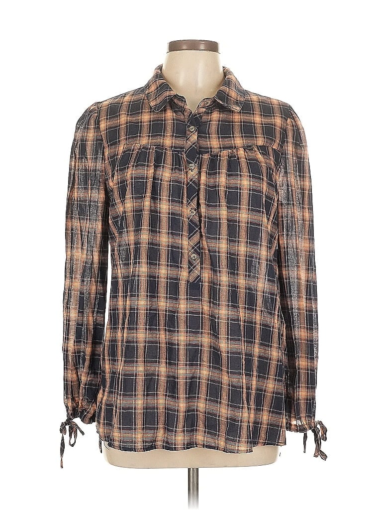 Pre-owned Weekend Suzanne Betro Long Sleeve Blouse In Brown