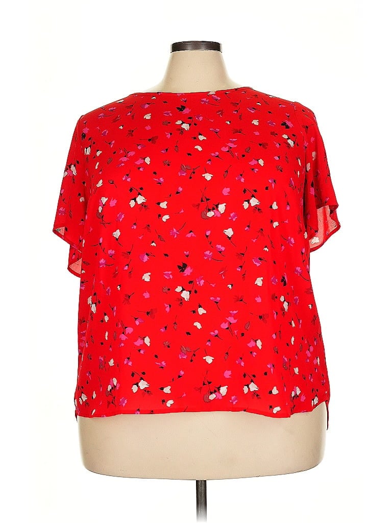Pre-owned Premise Short Sleeve Blouse In Red