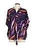 IMAN Color Block Purple Short Sleeve Button-Down Shirt Size L - photo 1