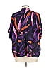 IMAN Color Block Purple Short Sleeve Button-Down Shirt Size L - photo 2