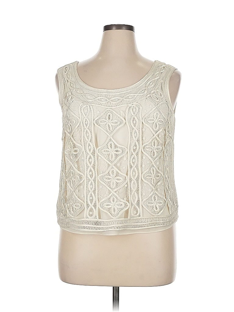 Pre-owned R & M Richards Sleeveless Blouse In White