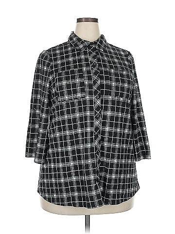 Indigo Rose 3/4 Sleeve Button-Down Shirt (view 1)